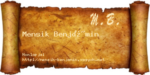 Mensik Benjámin névjegykártya